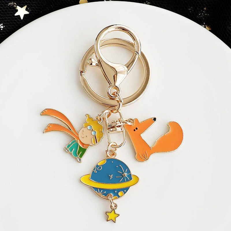 Porte-clés Métal Renarde Et Renardeau - Petit Modèle Détaillé, Avec Pochette Velours - Cadeau Sympa Pour Amoureux Des Animaux