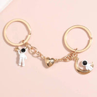 Porte-clés Couple Pendentifs Lune Et Soleil - 2 Pièces, Design Hexagonal Rétro, Accessoire Durable Pour Sac Et Clés | Idée Cadeau Romantique - 11