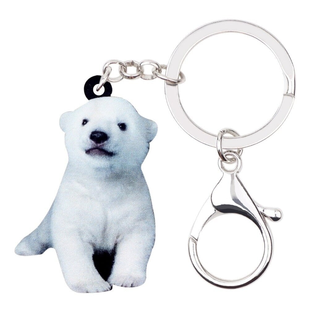 Porte-clés Ours Avec Pompon, Couleur Argent Et Noir, Neuf Sans étiquette