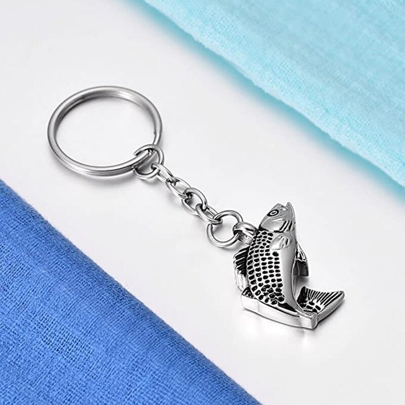 Porte-clés Poisson En Résine - Symbole Marin Chanceux, Design épuré Arête De Poisson, Cadeau Voyage
