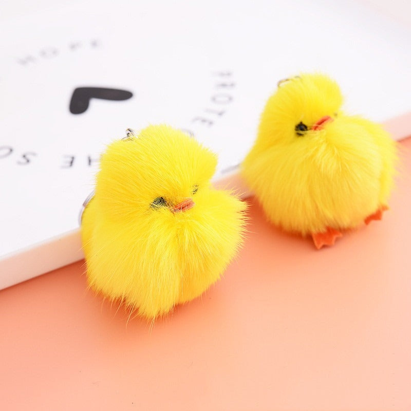Porte-Clés Poussin En Peluche Mignon - Lot De 2 - Pendentif Décoratif Pour Sac, Clés, Cadeau Fille Ou Fête Des Pères
