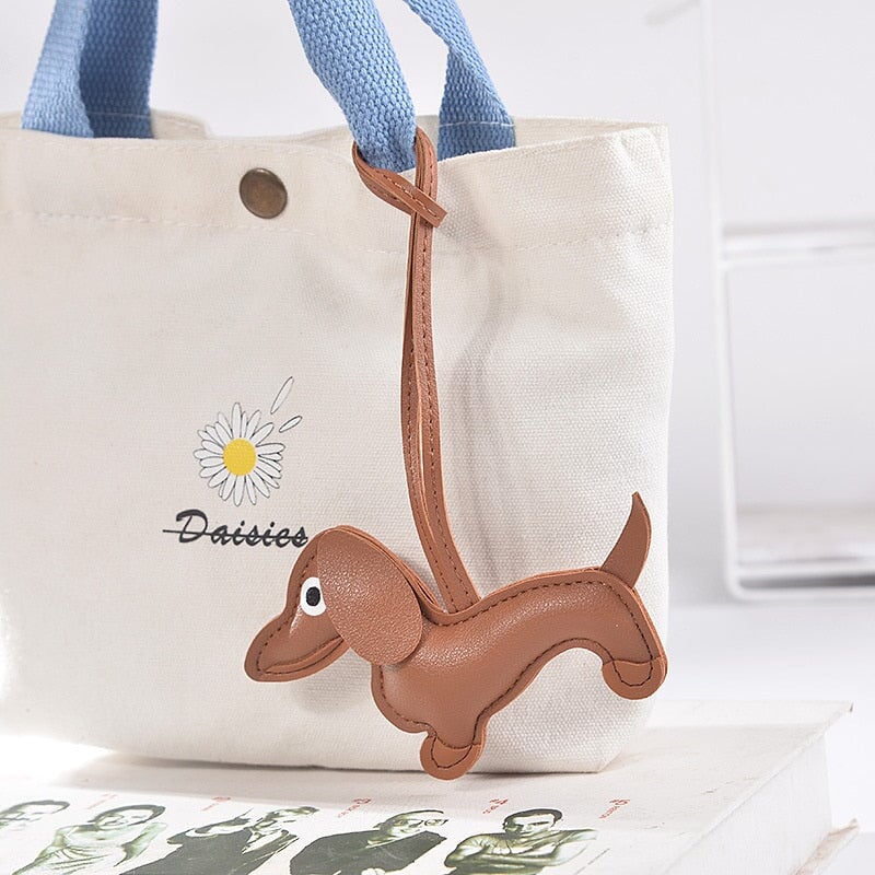 Bijoux De Sac à Main, Charm De Sac En Corde, Forme De Chien Teckel Rose Et Tablette De Chocolat Marron, Grigri De Sac, Accessoire Porte-clés - France