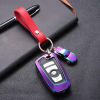 Porte-Clés Voiture En Cuir Véritable - Lot De 2 Avec Anneau Alliage Zinc - Noir Et Marron - 4